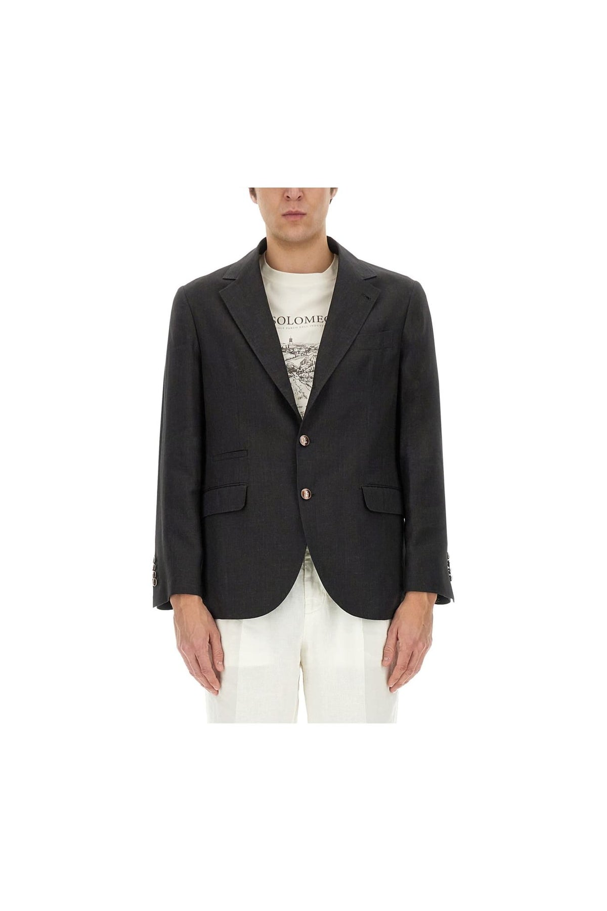 Men's Black Linen Tailored Blazer