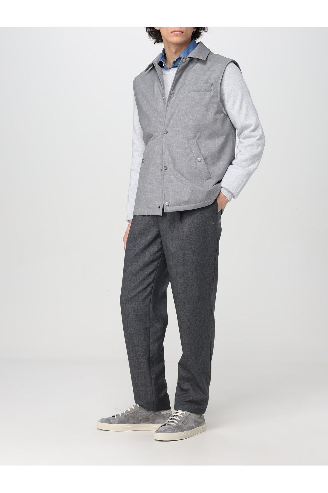 Brunello Cucinelli Men's Light Grey Wool Jacket