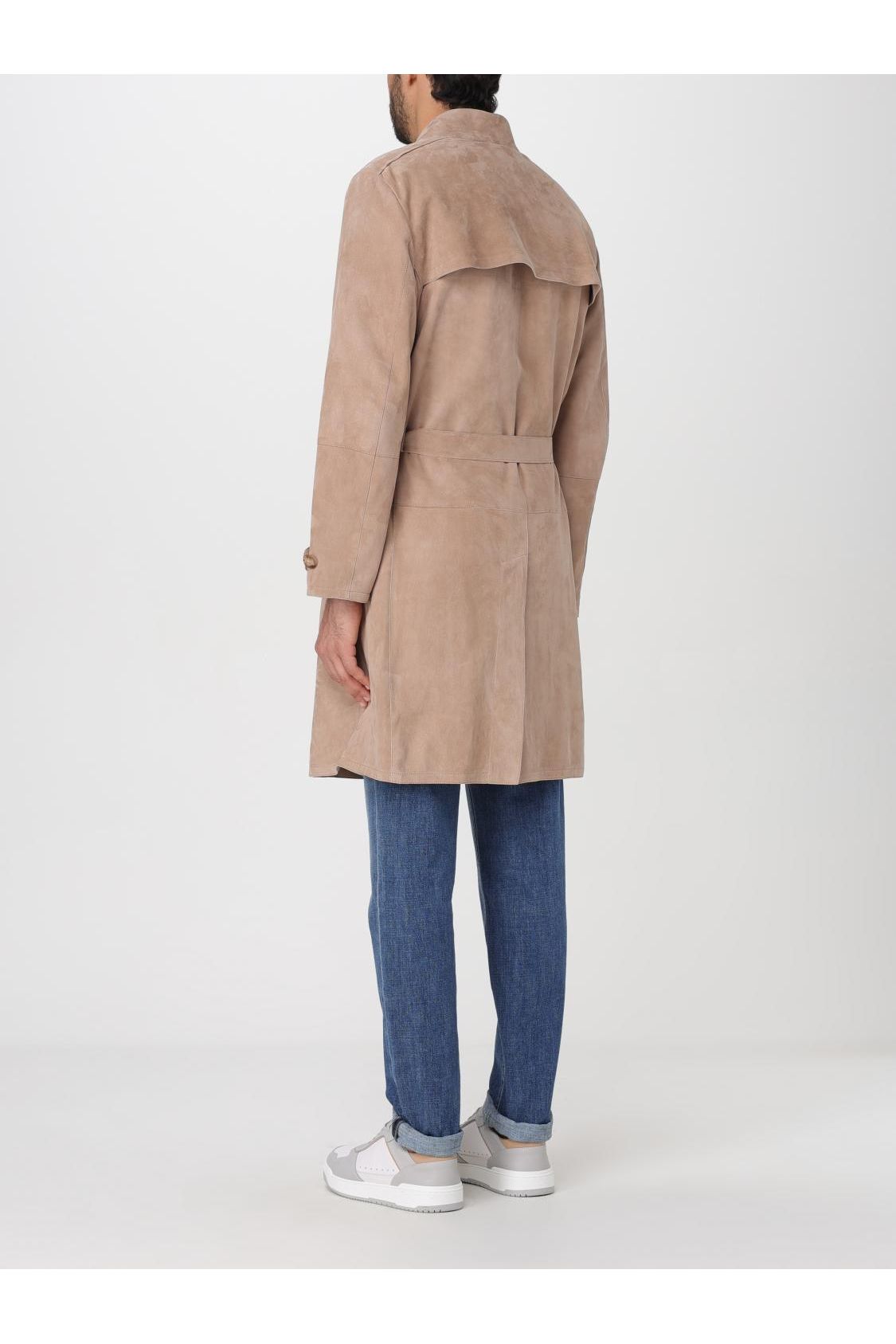 Men's Beige Suede Belted Jacket