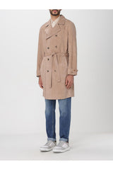 Men's Beige Suede Belted Jacket