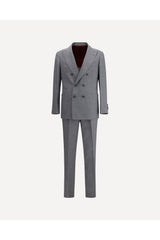 Men's Grey Linen Double Breasted Suit