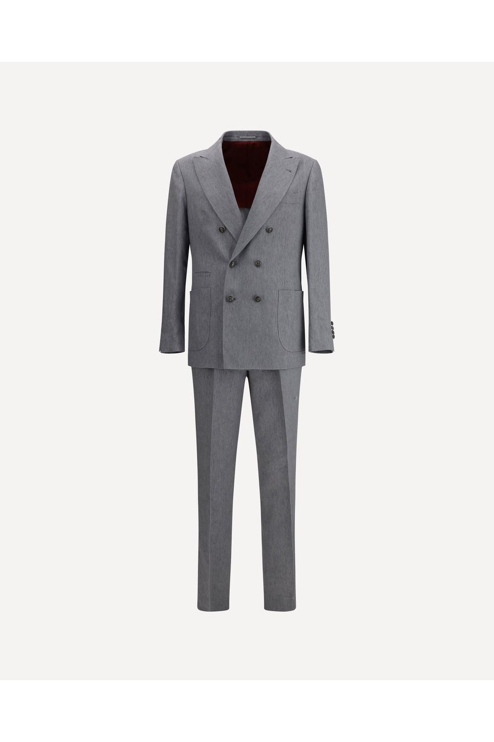 Men's Grey Linen Double Breasted Suit
