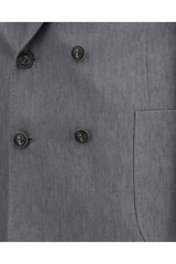 Men's Grey Linen Double Breasted Suit