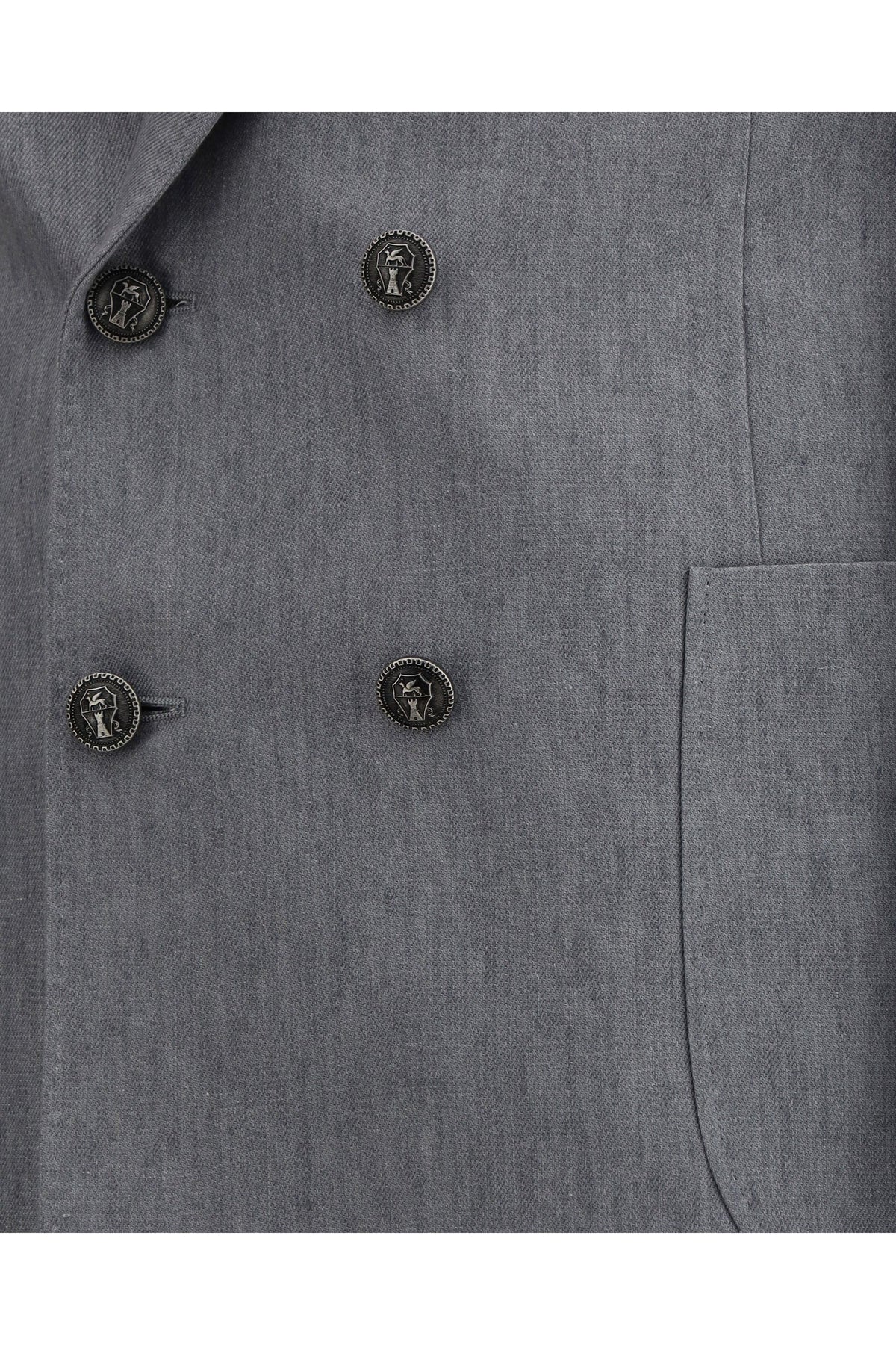 Men's Grey Linen Double Breasted Suit