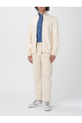 Men's Off White Leather Zip Jacket