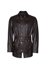 Brunello Cucinelli Men's Dark Brown Leather Jacket