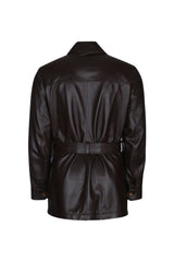 Brunello Cucinelli Men's Dark Brown Leather Jacket
