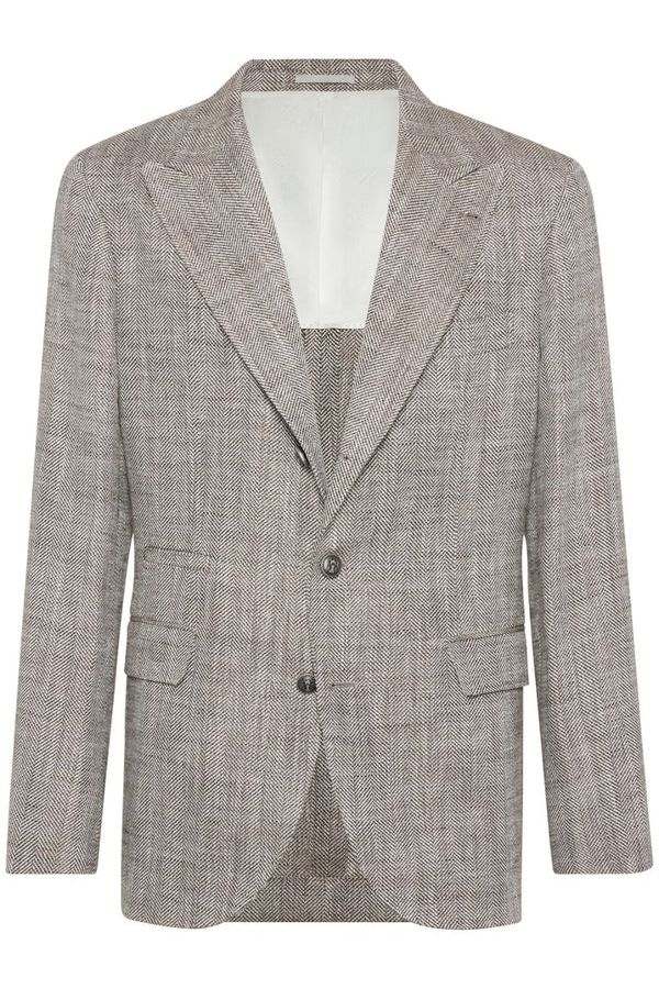 Men's Light Brown Silk Linen Blazer