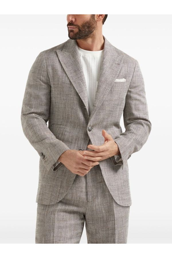 Men's Light Brown Silk Linen Blazer
