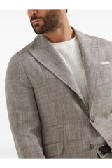 Men's Light Brown Silk Linen Blazer