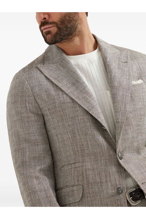 Men's Light Brown Silk Linen Blazer