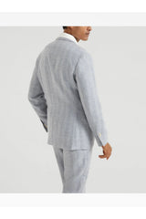 Men's Light Brown Silk Linen Blazer