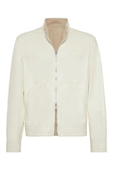 Men's Ivory Leather Zip Jacket