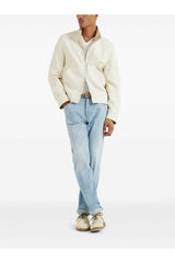 Men's Ivory Leather Zip Jacket