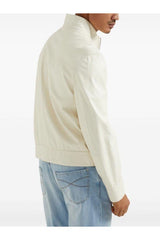 Men's Ivory Leather Zip Jacket
