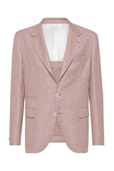 Men's White And Red Wool Linen Blazer