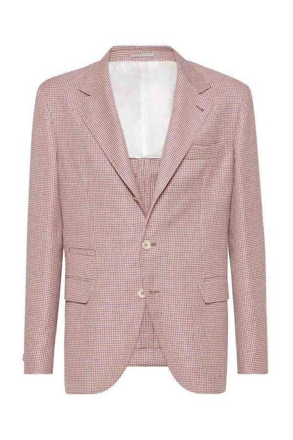 Men's White And Red Wool Linen Blazer
