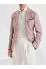Men's White And Red Wool Linen Blazer