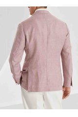Men's White And Red Wool Linen Blazer