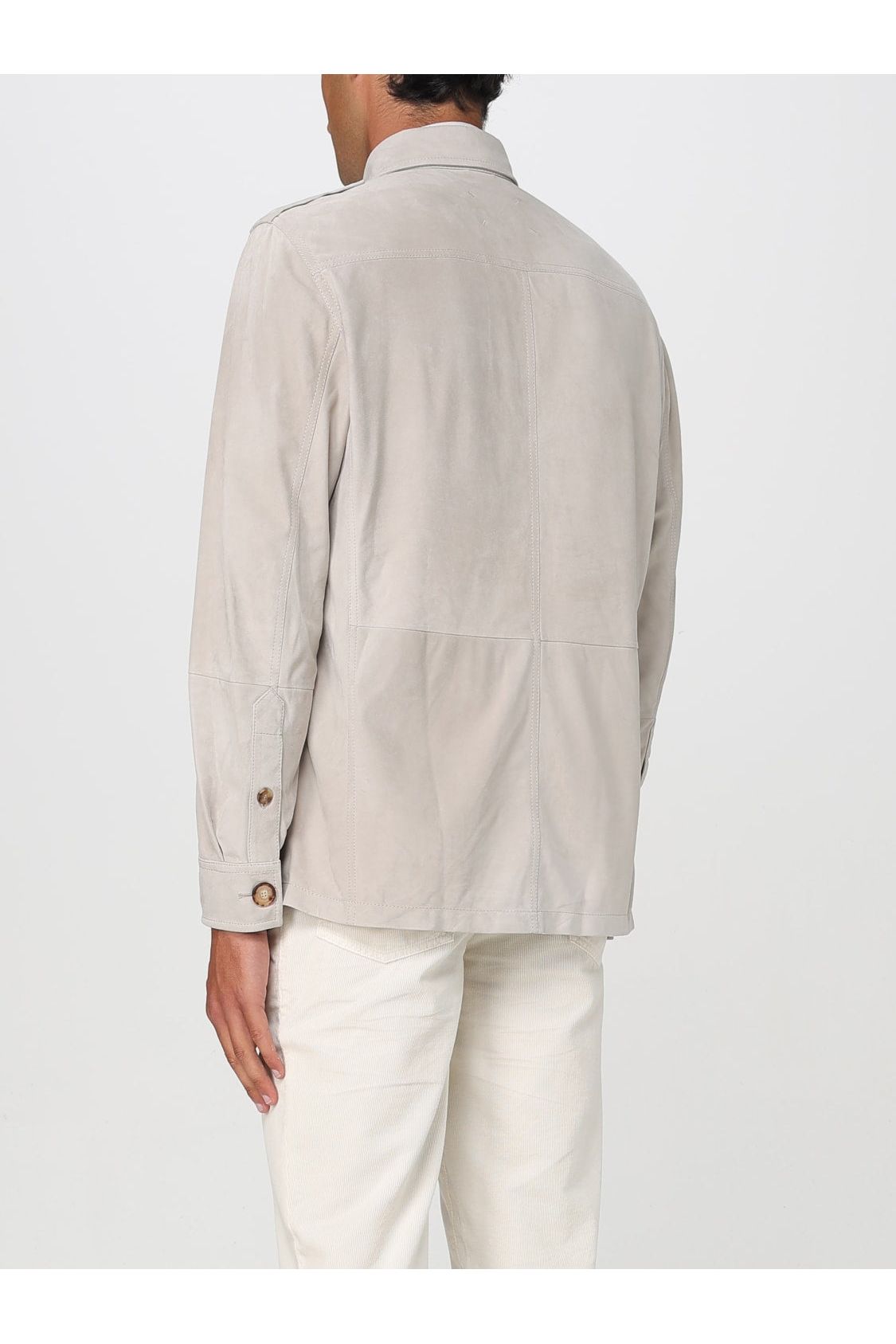 Brunello Cucinelli Men's Light Beige Suede Jacket