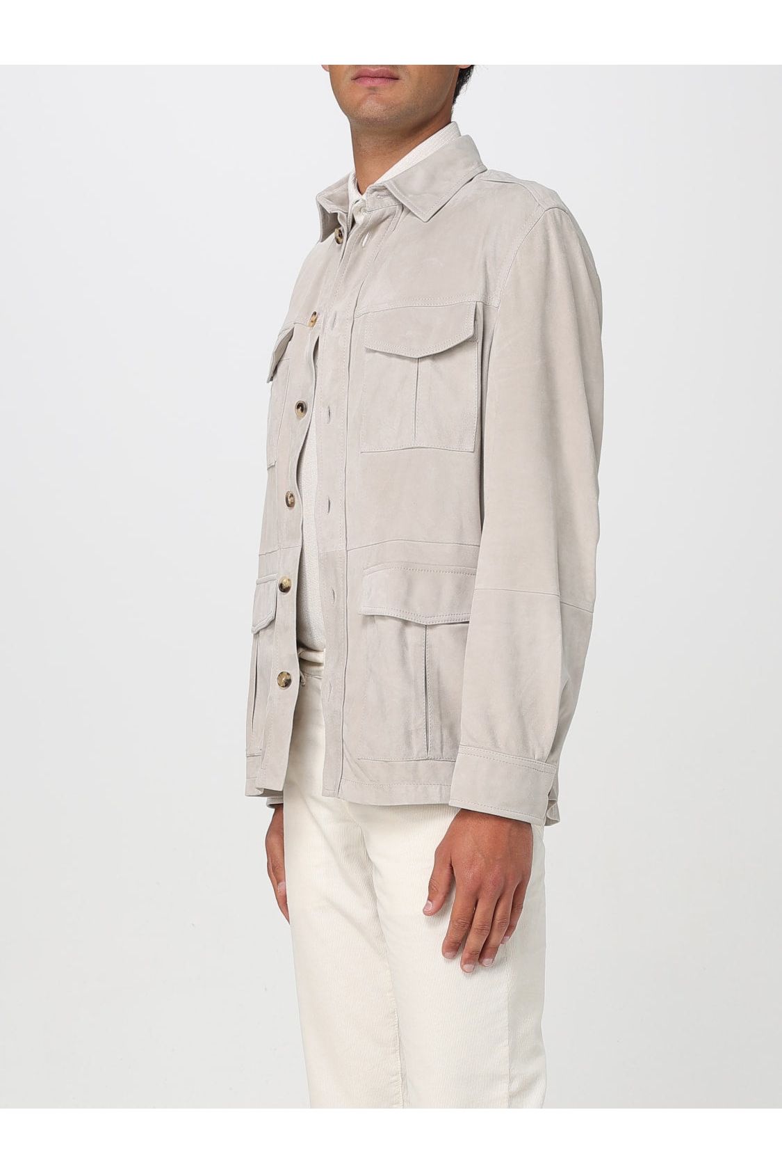 Brunello Cucinelli Men's Light Beige Suede Jacket