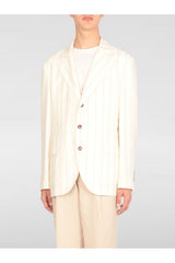 Men's Cream Linen Pinstripe Blazer