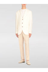 Men's Cream Linen Pinstripe Blazer