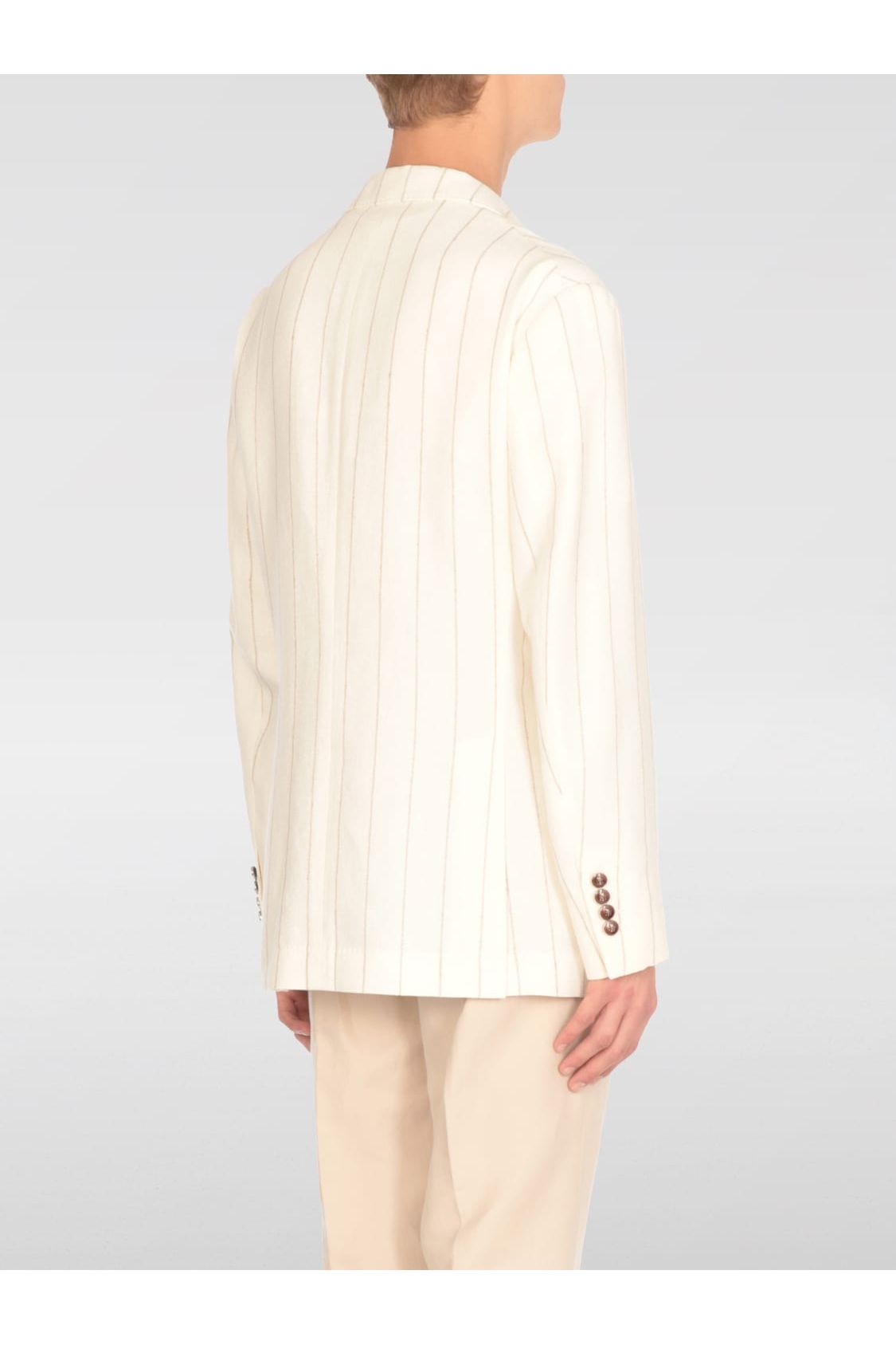 Men's Cream Linen Pinstripe Blazer