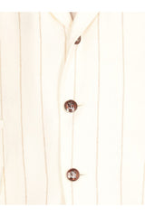 Men's Cream Linen Pinstripe Blazer
