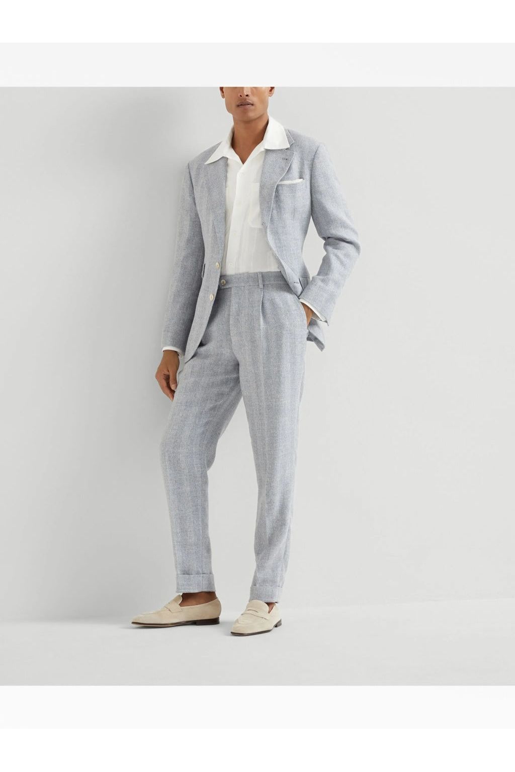 Men's Light Grey Wool Linen Blazer