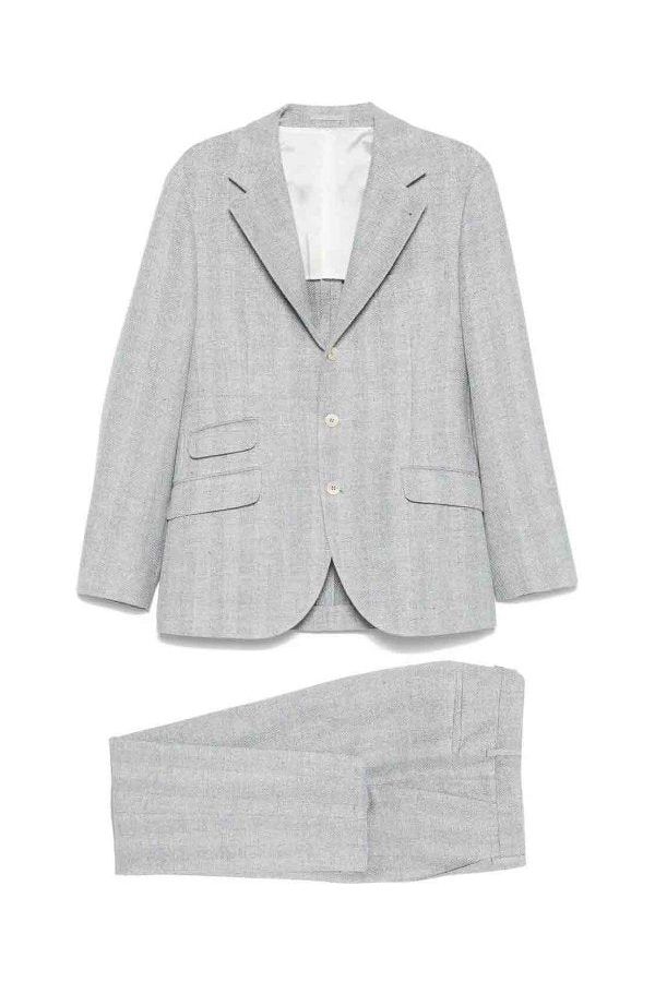 Men's Dust Grey Linen Silk Wool Suit