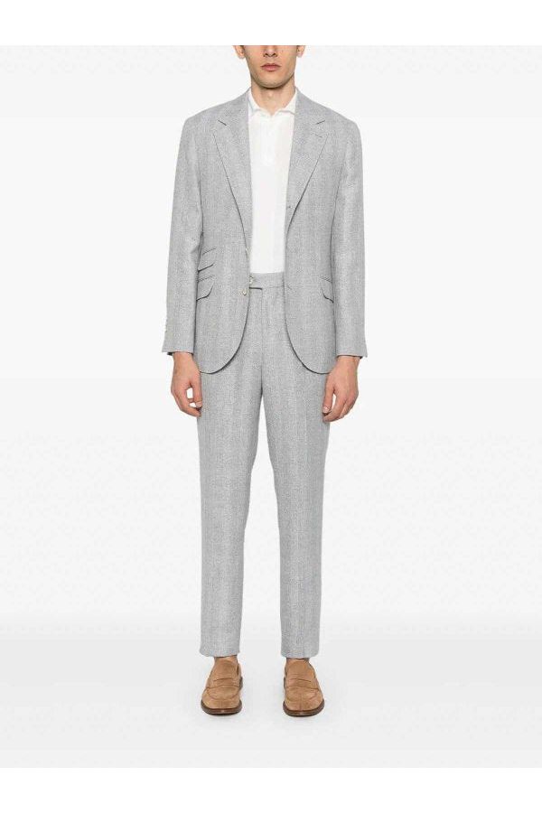 Men's Dust Grey Linen Silk Wool Suit