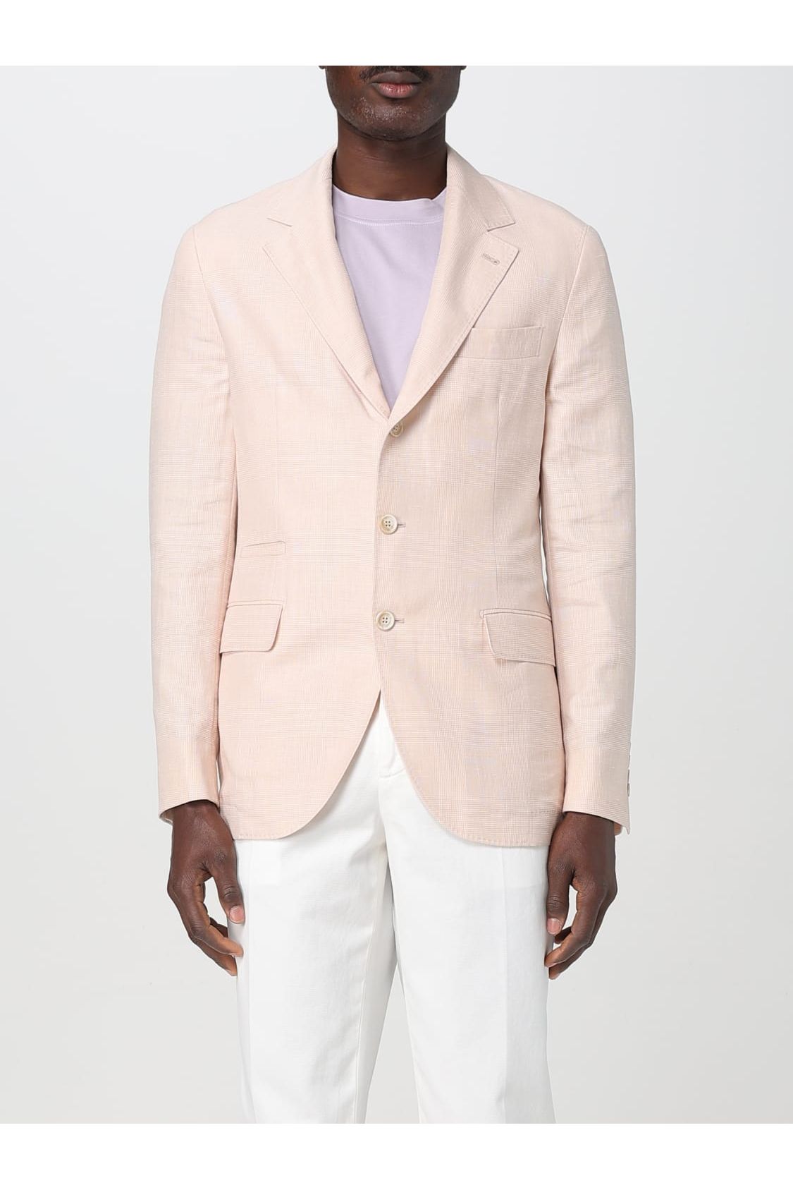 Men's Light Pink Wool Linen Blazer