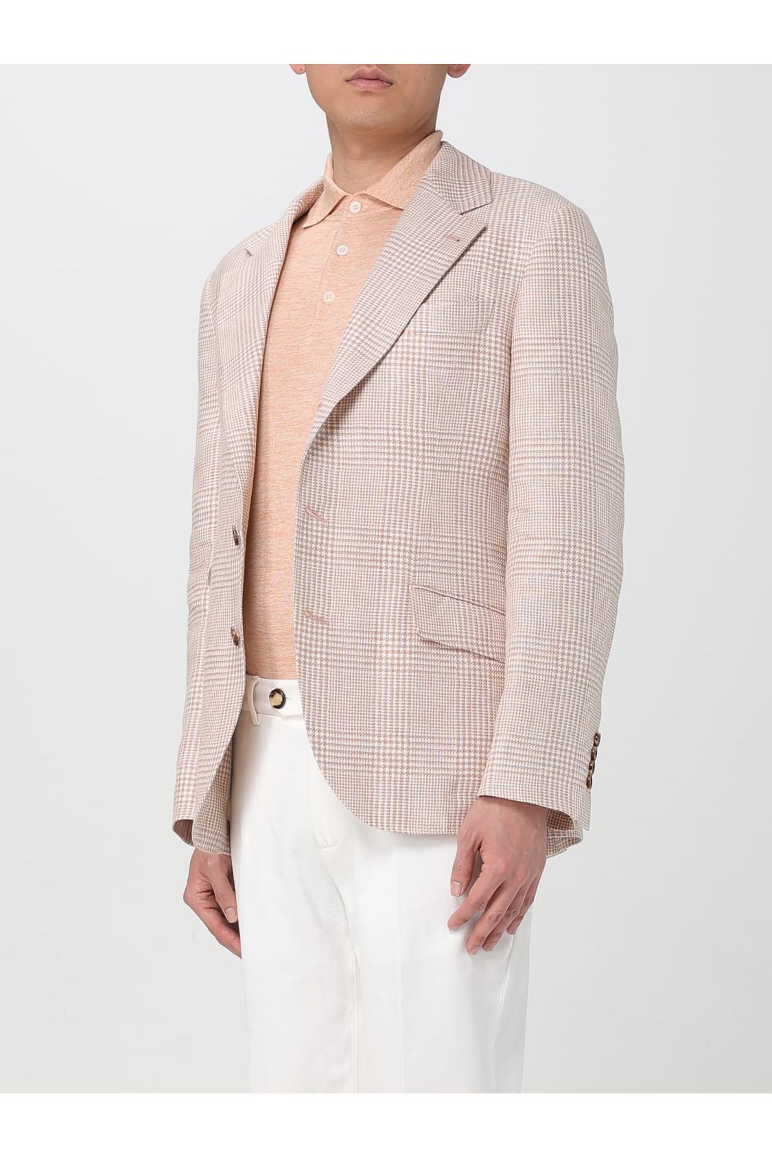 Men's Light Beige Wool Linen Blazer