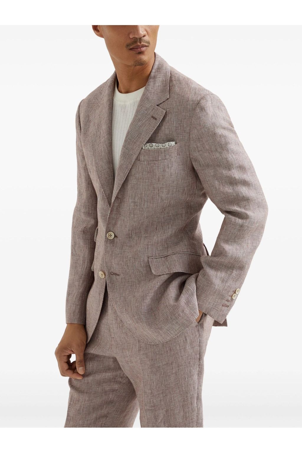 Men's Light Brown Linen Check Blazer