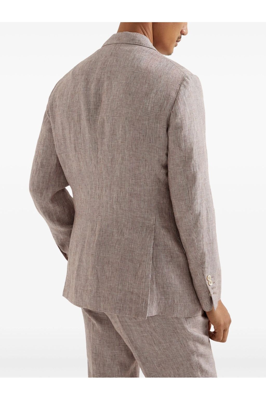 Men's Light Brown Linen Check Blazer