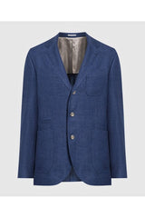 Men's Blue Linen Wool Blazer