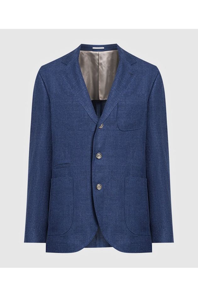Men's Blue Linen Wool Blazer