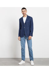 Men's Blue Linen Wool Blazer