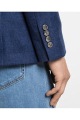 Men's Blue Linen Wool Blazer