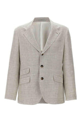 Men's Light Beige Linen Wool Blazer