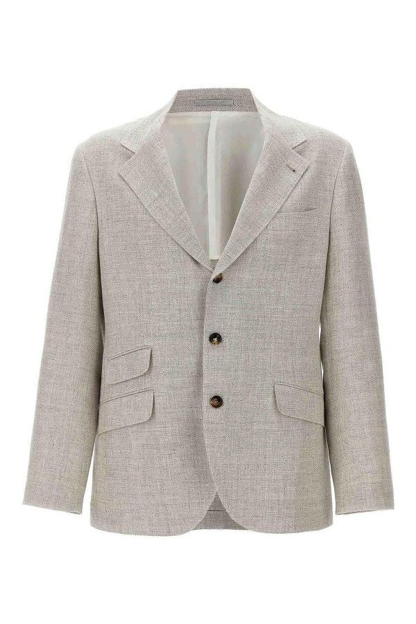 Men's Light Beige Linen Wool Blazer