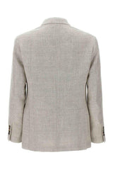 Men's Light Beige Linen Wool Blazer