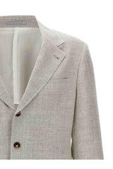 Men's Light Beige Linen Wool Blazer