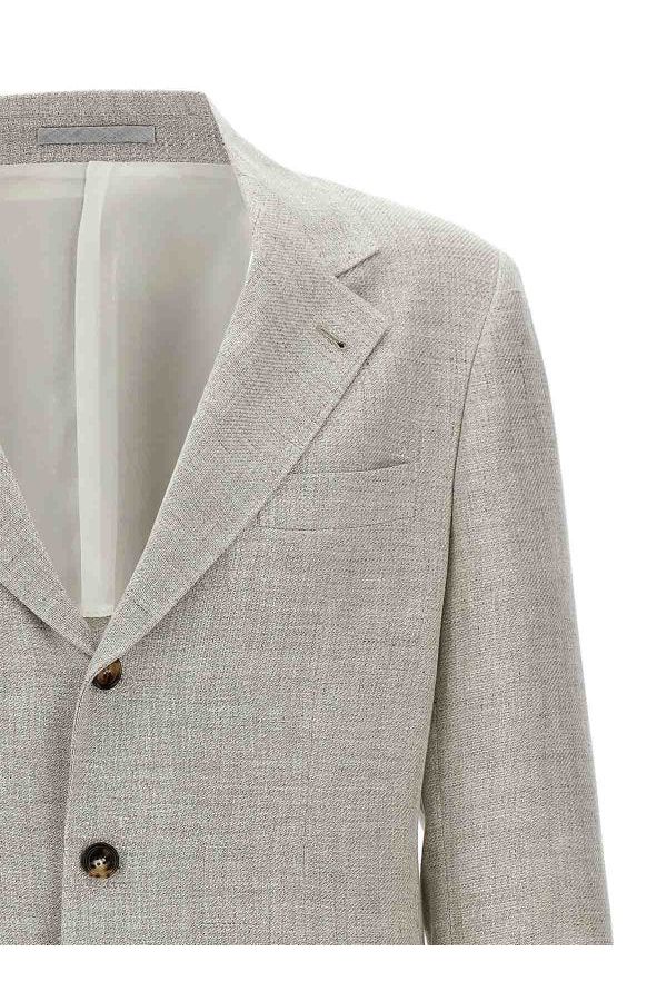 Men's Light Beige Linen Wool Blazer