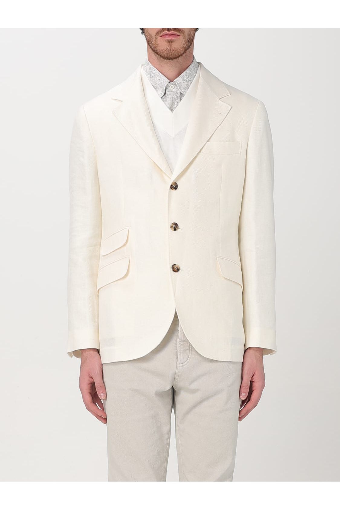 Men's Off White Linen Wool Blazer