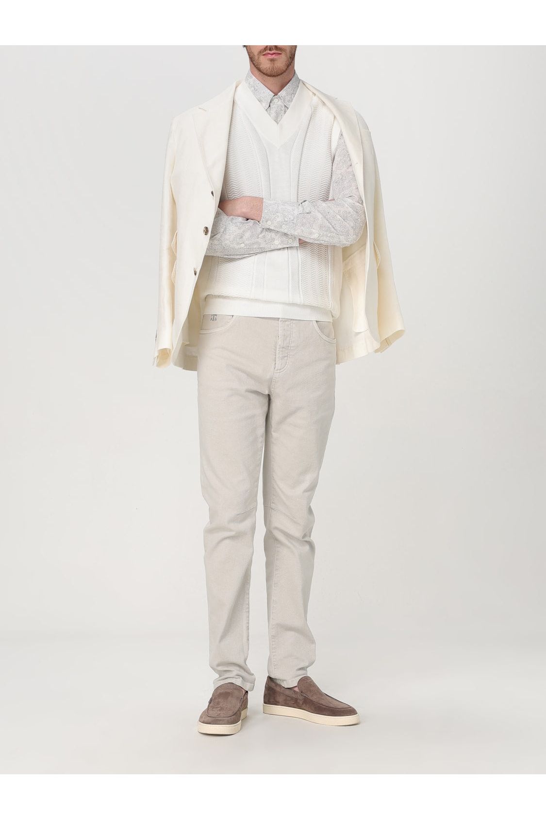 Men's Off White Linen Wool Blazer