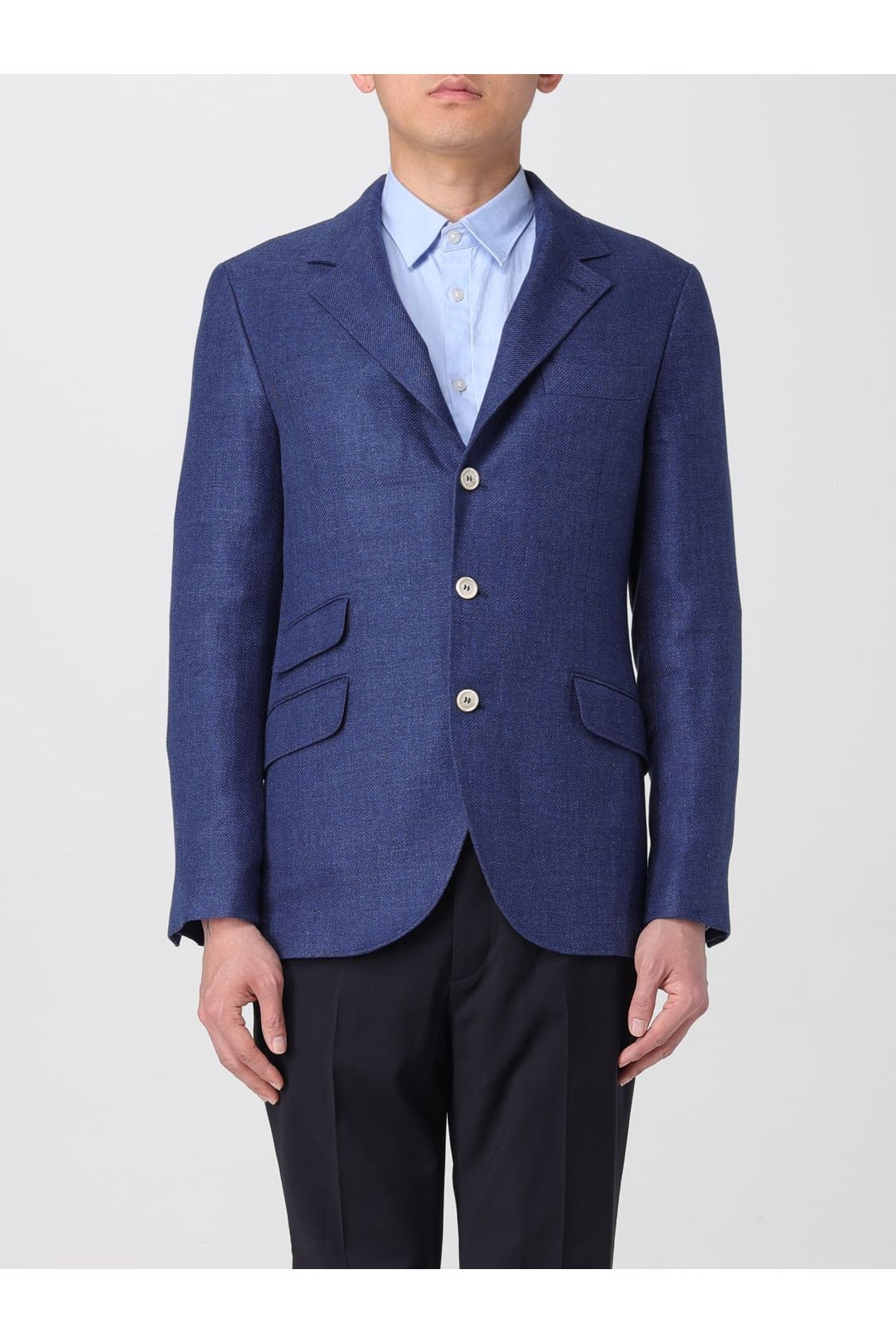 Men's Indigo Linen Wool Blazer