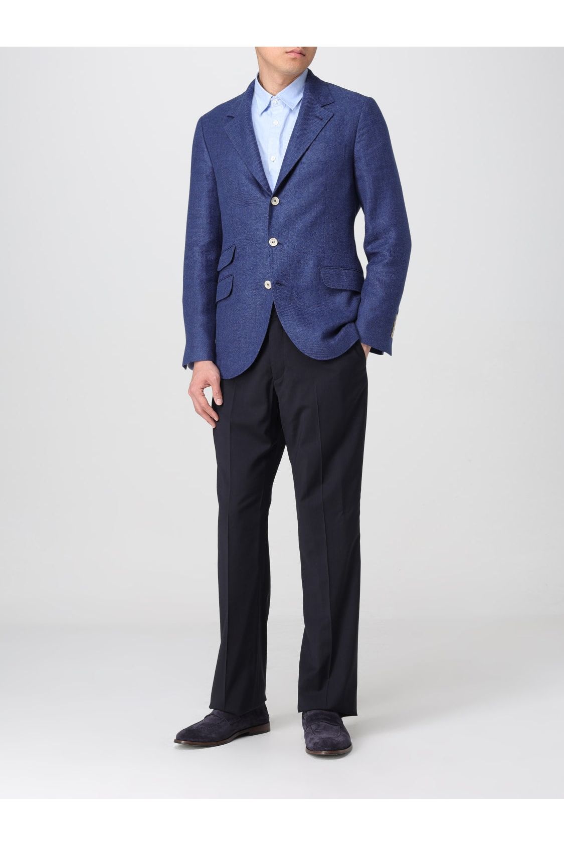 Men's Indigo Linen Wool Blazer