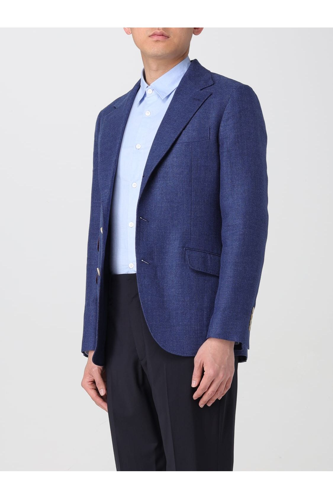 Men's Indigo Linen Wool Blazer